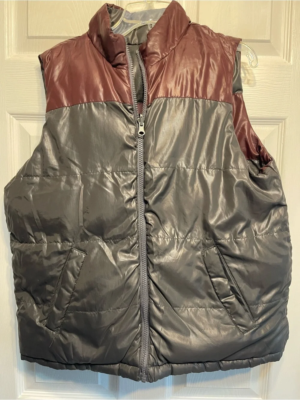 Kids Two-Tone Reversable Puffer Vest - Brown & Gray
